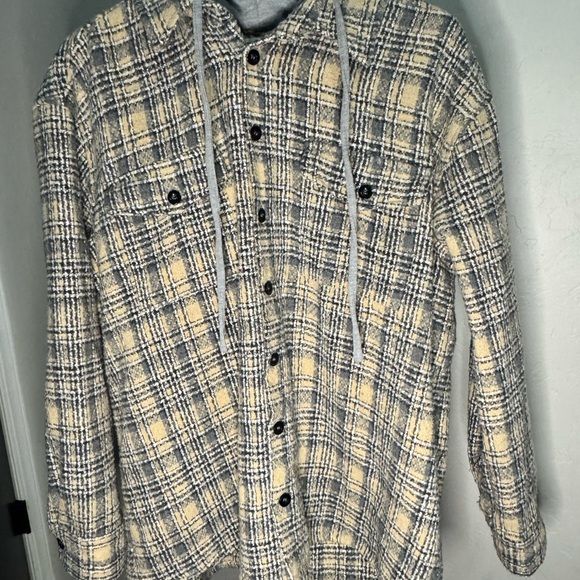 A‎ Peach (A Buckle Brand) Oversized Tweed Hooded Shacket Size Large - Picture 5 of 10
